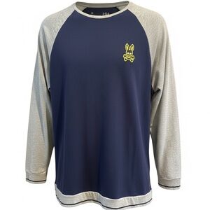 Psycho Bunny Long Sleeve Blue and Gray Crewneck Raglan Sweatshirt Men’s 3XL